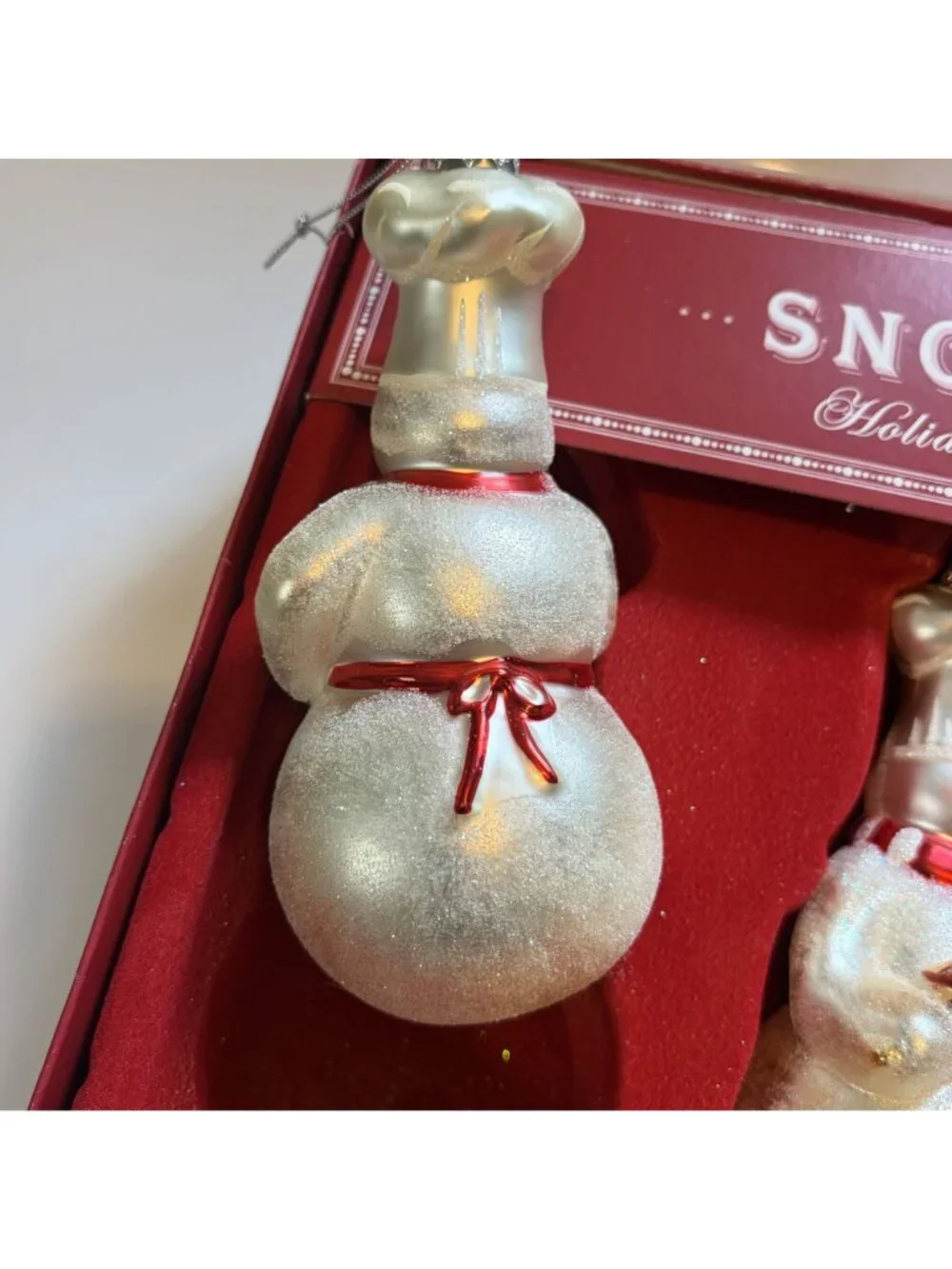 Williams Sonoma Limited Edition Baker Chef Snowman Glass Holiday Ornaments 2005